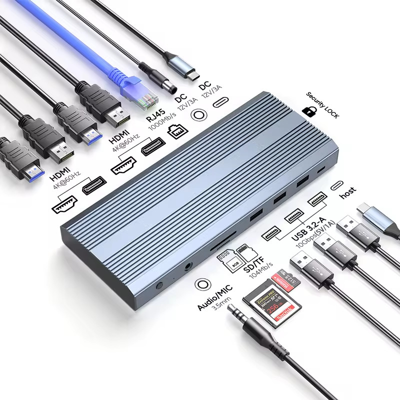 USB C Adapter 13 in 1 4K HDMI Hub Type C naar HDMI 4K USB 3.0 2.0 PD Charging Converter