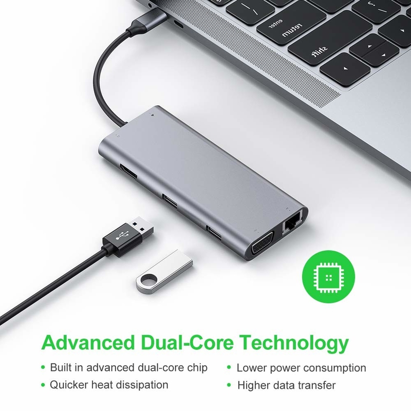11 poort 11 in 1 USB Type C Hub 10 Gbps USB C Docking Station Plug And Play Software integratie