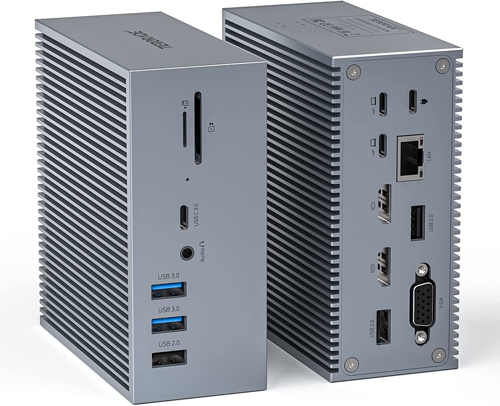 4k USB-C-dockingstation met geïntegreerde kabel voor 4K-video-uitvoer en warmteverwijdering