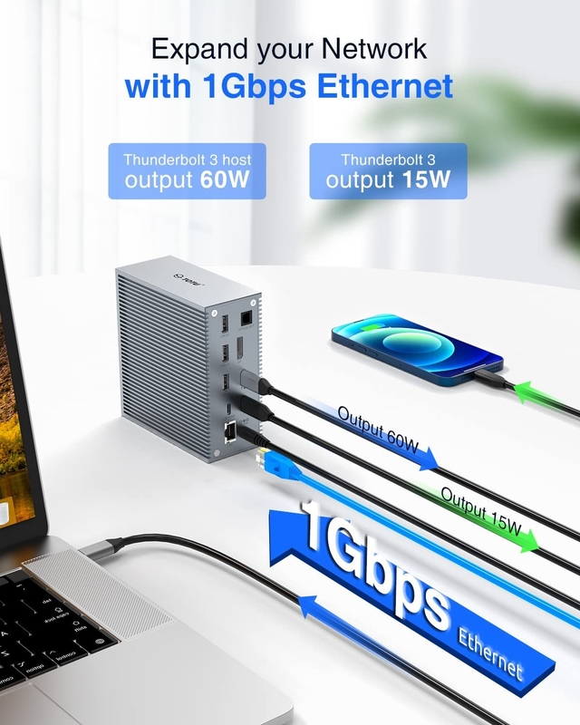 USB C Dock Hdmi 4k 60hz 16 in 1 Docking Station Plug And Play Convenience Zilveren kleur