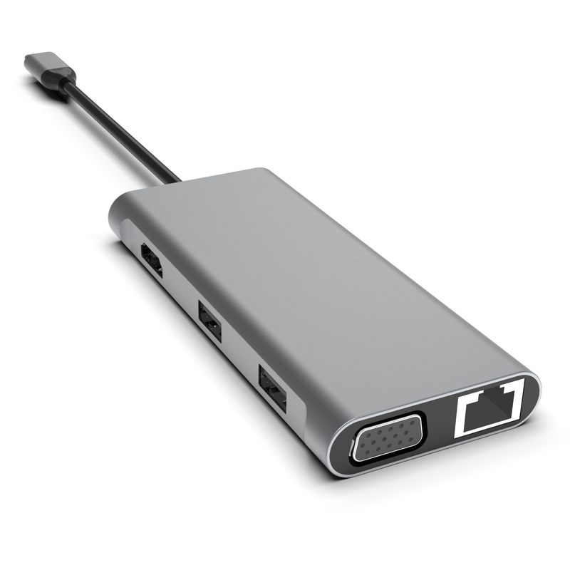 12-in-1 USB C-hub Dockingstation voor drie schermen Dubbel HDMI VGA USB C- en A-datapoortdock