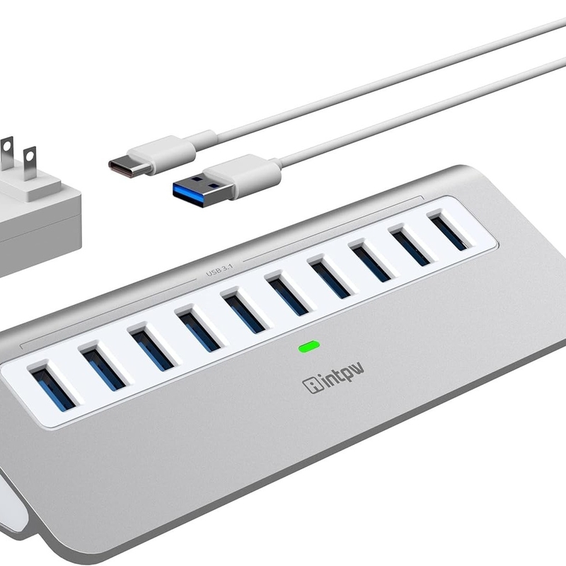 7-in-1 USB-A Hub met DC JACKI USB 3.0 Type A 10Gbps Voor Laptop En PC