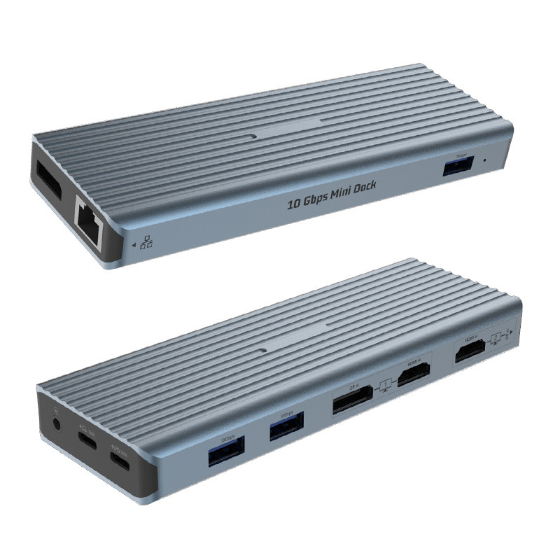 USB 3.1 Type C tot 9 poorten USB3.0 Hub met Gigabit Ethernet RJ45 Lan Port Adapter Grijs