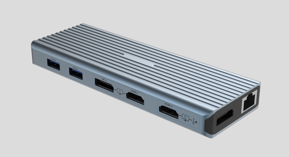 USB 3.1 Type C tot 9 poorten USB3.0 Hub met Gigabit Ethernet RJ45 Lan Port Adapter Grijs