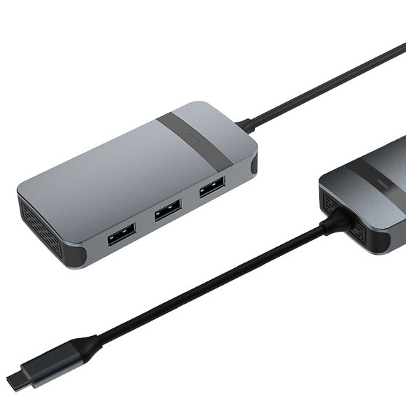 5 in 1 Aluminium USB type C Hub met meerdere poorten 5Gbps Gegevensoverdrachtsnelheid 3,5 mm Audio Jack