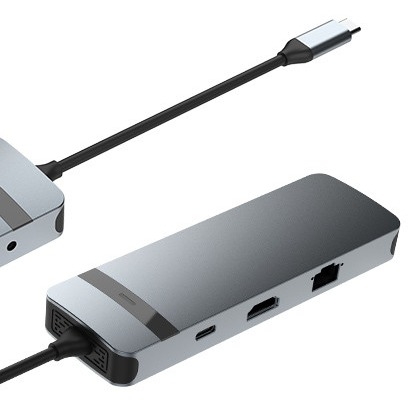 9-in-1 USB-C Hub Docking Station met 4K HDMI 100W PD USB 3.0 Card Reader Audio voor MacBook