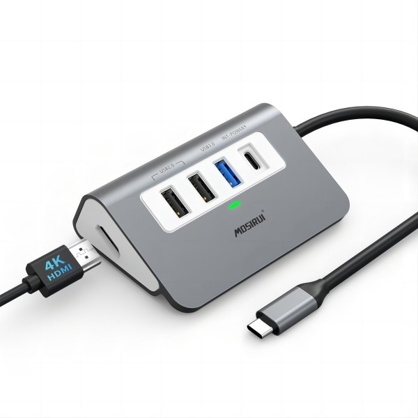 USB C 4 in 1 Multiport Adapter met USB 3.0-poorten 4K HDMI voor Laptop Notebook