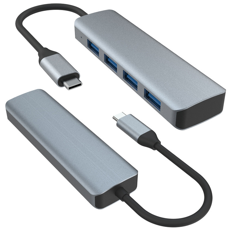 USB C tot 4 poorten USB 3.0 Hub Expansion Dock USB Type-C tot 4 USB 3.0 HUB Aluminiumlegering 5G Transmissie