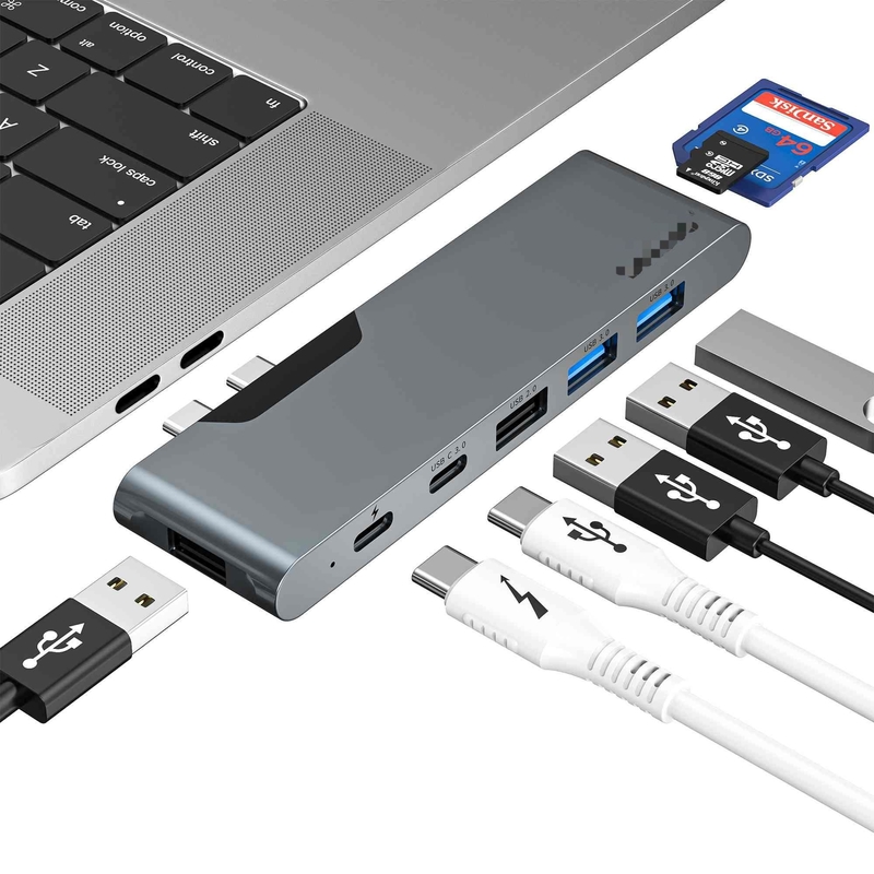 7 in 2 Docking Station USB C Thunderbolt Hub HDMI 4K kaartlezer Voor Macbook Pro