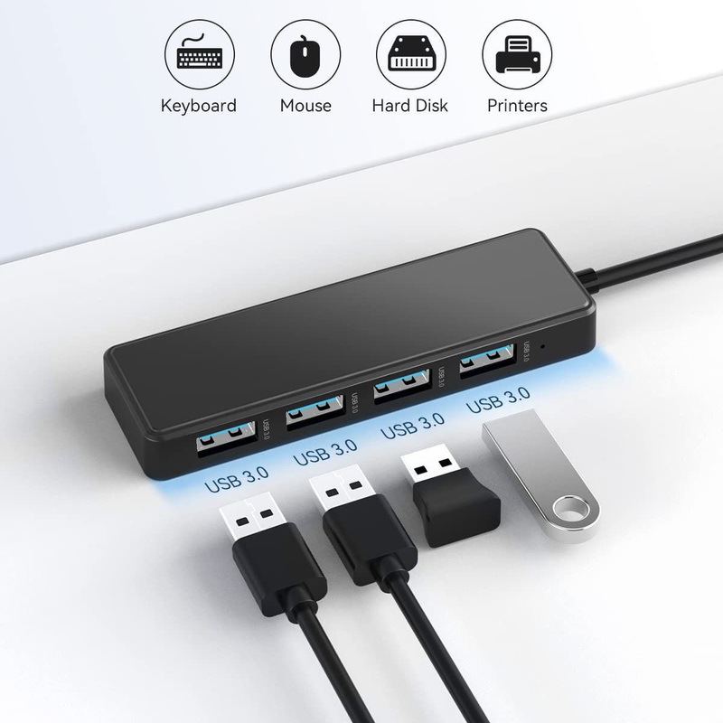 Laptop Usb A Hub Type C Compatibiliteit Zwart Grijz Hub 5Gbps Gegevensoverdracht Lange kabellengte Voeding