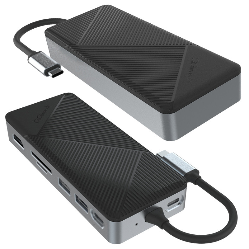 USB C Displaylink Docking Station met 10 Gbps USB 3.2 Gen2 M.2 NVMe/SATA SSD Reader
