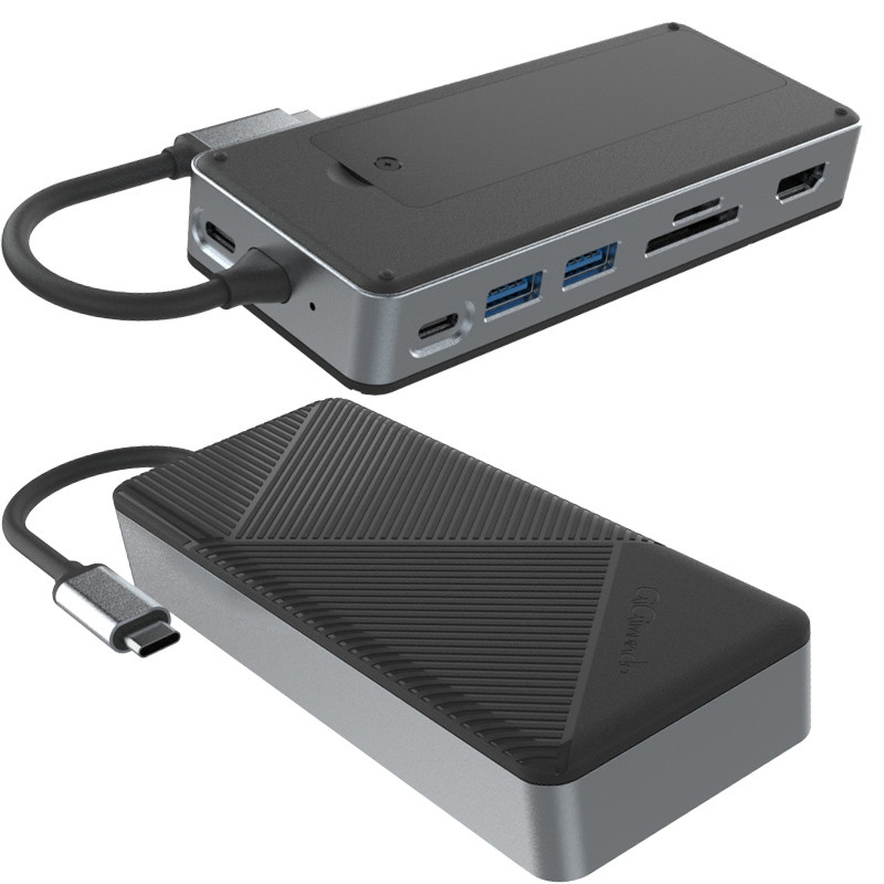 8-in-1 dual USB C Docking Station hub Fits M.2 NVMe/SATA SSD met diaplaylink en koelventilatoren