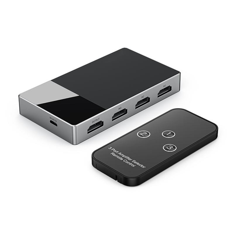 3 in 1 Out HDMI Switch Aluminium HDMI Splitter met afstandsbediening HDMI Switcher ondersteunt 4K 3D HD Monitor