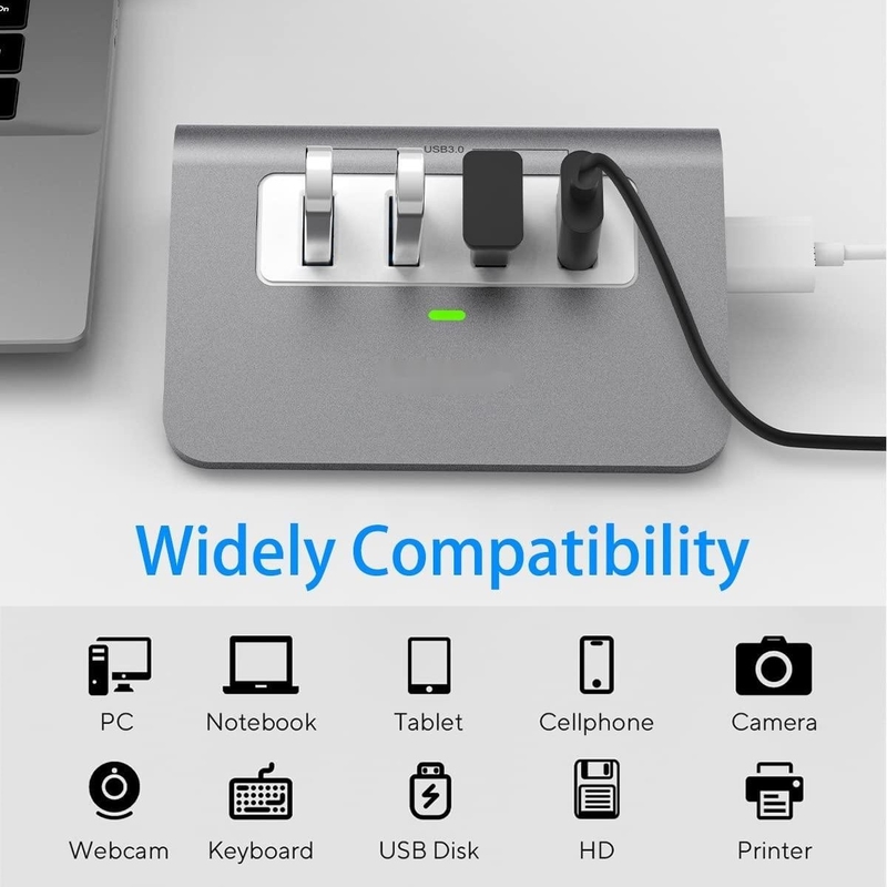 10 poorten USB C Hub Draagbare USB C Hub Type C tot 4 USB A-poorten Voor pc tablet