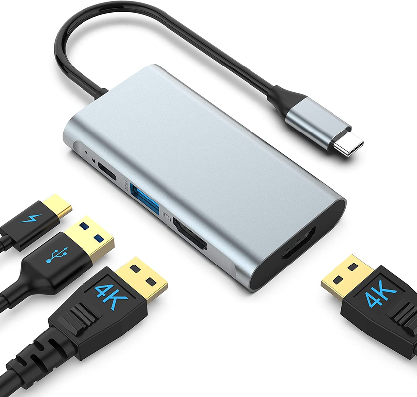 4 in 1 USB C Adapter Dual HDMI naar USB3.0 Thunder Ports