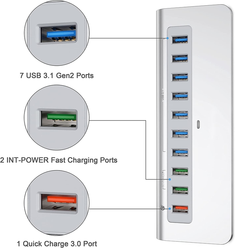 Tot 10/5Gbps gegevensoverdrachtsnelheid USB-C connector hub met CE-certificering