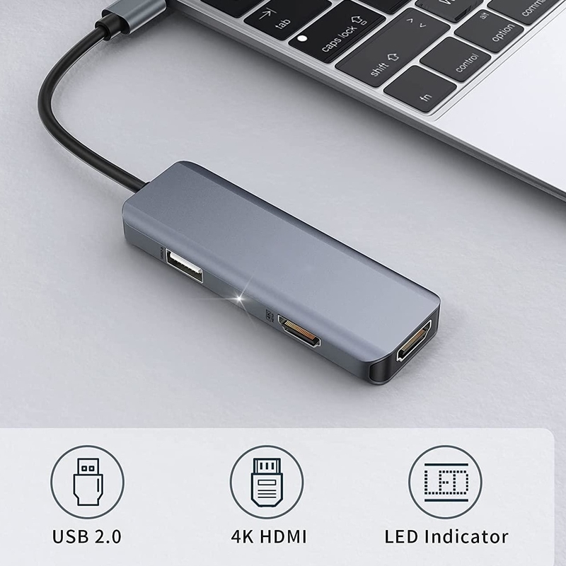 Dual USB C Adapter 3 In 1 Dongle 4K HDMI Docking Station Compatibel MacBook Pro