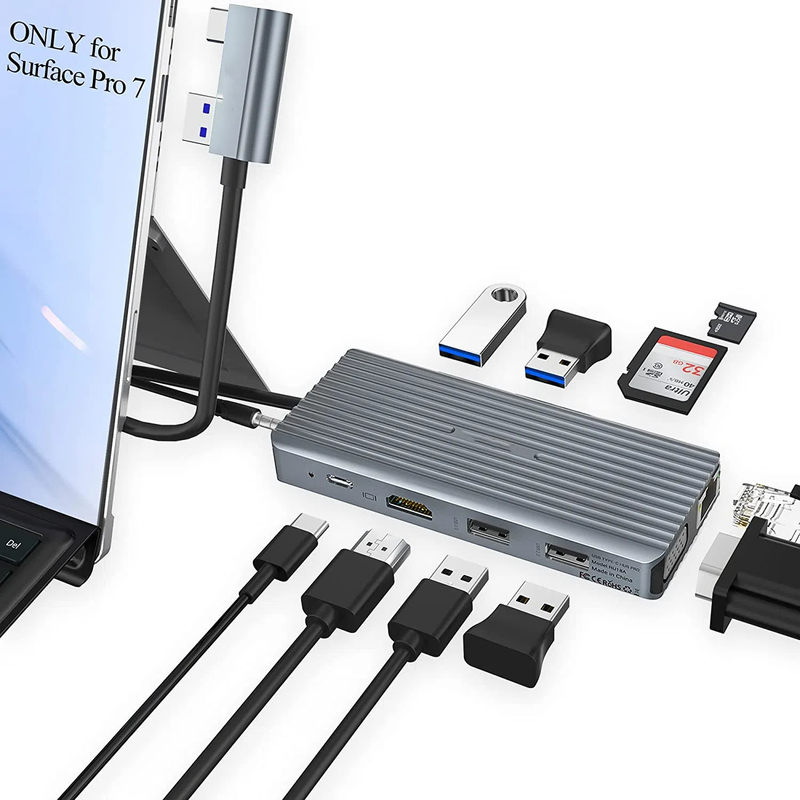 7 in 1 USB C Hub Dock Station Dual Met Kaartlezer Pro Pad Multi-Function Converter USB Hub Voor Mac