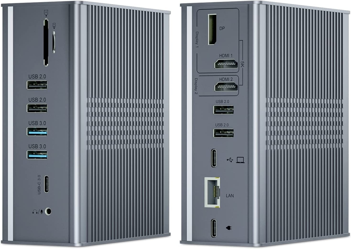 Laptop USB C Docking Station Triple Monitor 16-in-1 USB C Dock met Displaylink