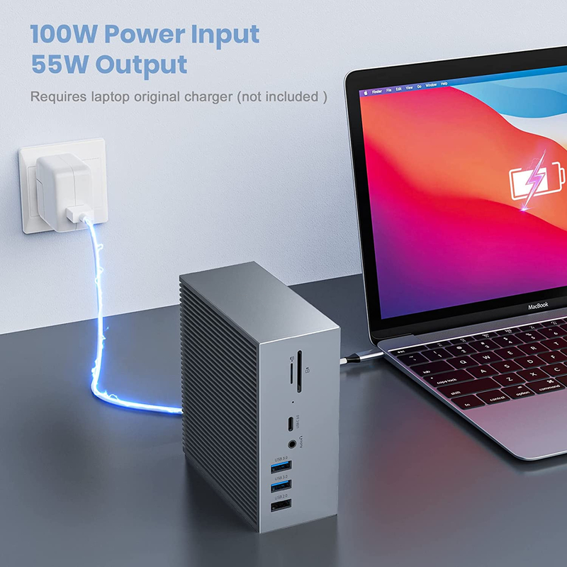 16 in 2 USB C Dual Monitor Thunderbolt 3 Dock HDMI Voor Laptop Hub USB Adapter