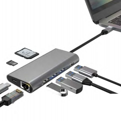 Behoorlijk zilveren USB C-dockingstation met Displaylink IC en USB 3.0-poorten