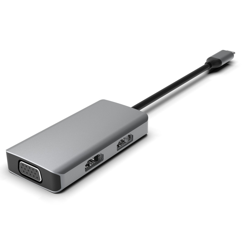 Behoorlijk zilveren USB C-dockingstation met Displaylink IC en USB 3.0-poorten