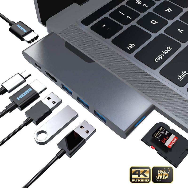 HDMI multiport adapter 8 In 1 Dual Connector USB Type C Hub Docking Station SD Tf Card Reader 4k Video Usbc