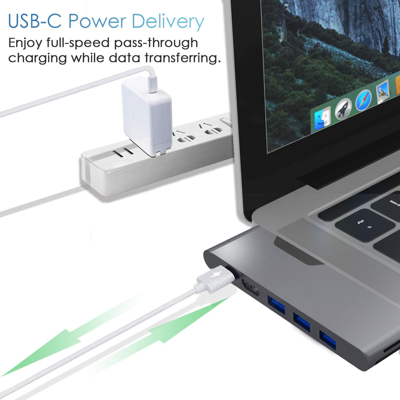 HDMI multiport adapter 8 In 1 Dual Connector USB Type C Hub Docking Station SD Tf Card Reader 4k Video Usbc