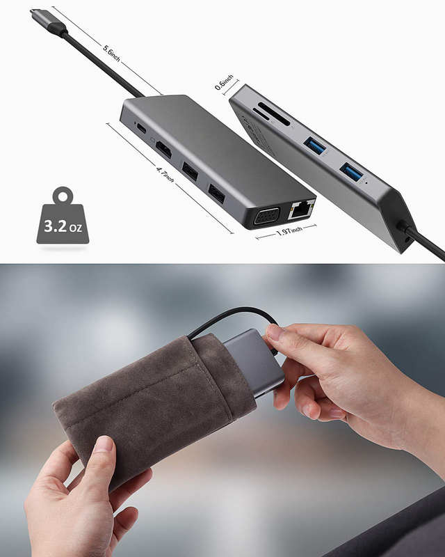 USB C Dual HDMI Hub ICZI USB C Hub 11 In 1 USB C Multiport Adapter met 2 HD 4K 30Hz 4 USB
