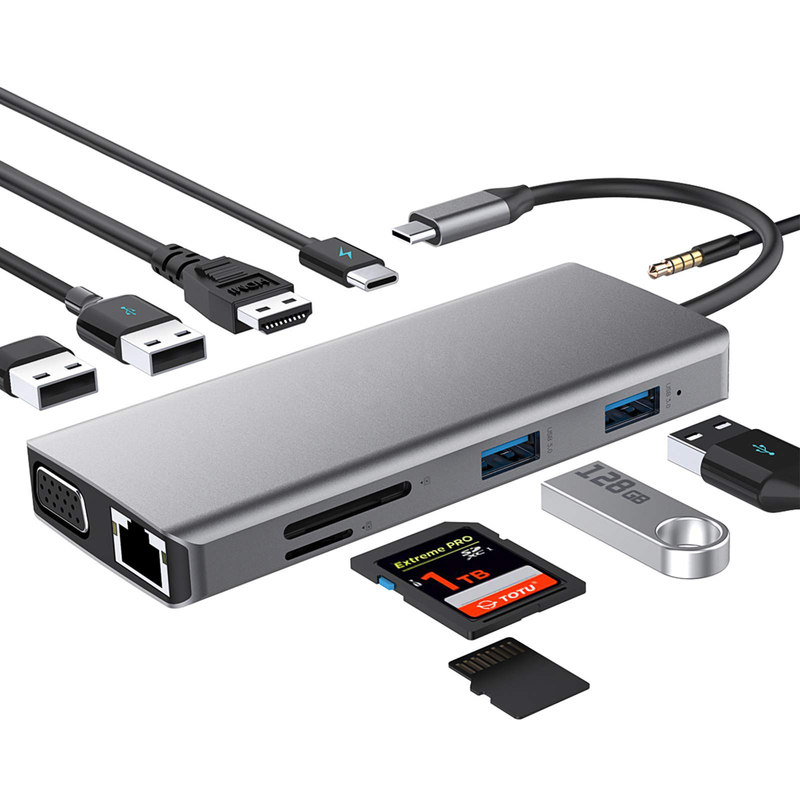 USB C Dual HDMI Hub ICZI USB C Hub 11 In 1 USB C Multiport Adapter met 2 HD 4K 30Hz 4 USB