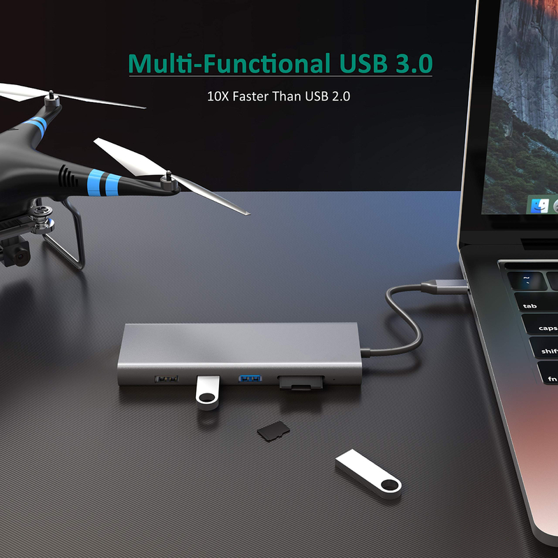 Hub USB 3.0 USB C Multiport Laptop Adapter PC Computer PD Charge Dock Station RJ45 HDMI
