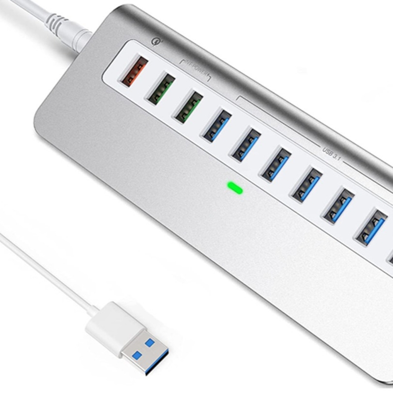 7-in-1 USB-A Hub met DC JACKI USB 3.0 Type A 10Gbps Voor Laptop En PC