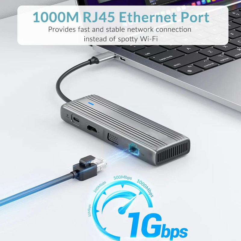 USB 3.1 10 In 1 Type-C Multiport Docking Station Hub met Gigabit Ethernet en 4K HD HDMI