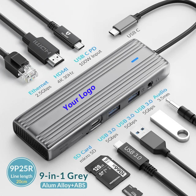 USB C Hub met 4K HDMI en High-Speed USB 3.0 Compatibel voor Windows Mac
