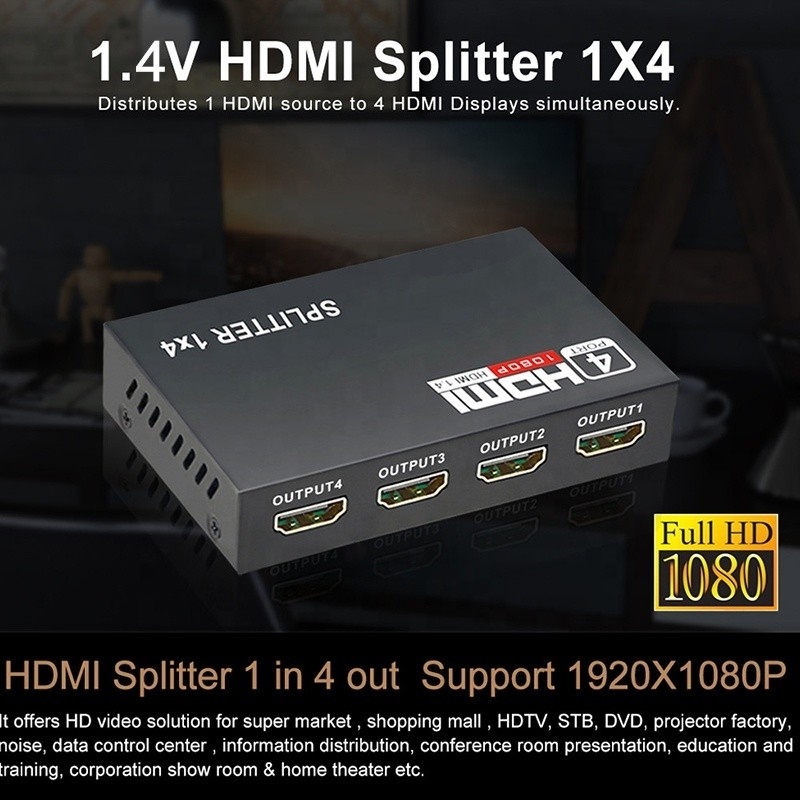 Professionele HDMI Splitter 1x4 Full HD 3D 1080P 4 Ports Converter Voor TV Vrouw-Vrouw