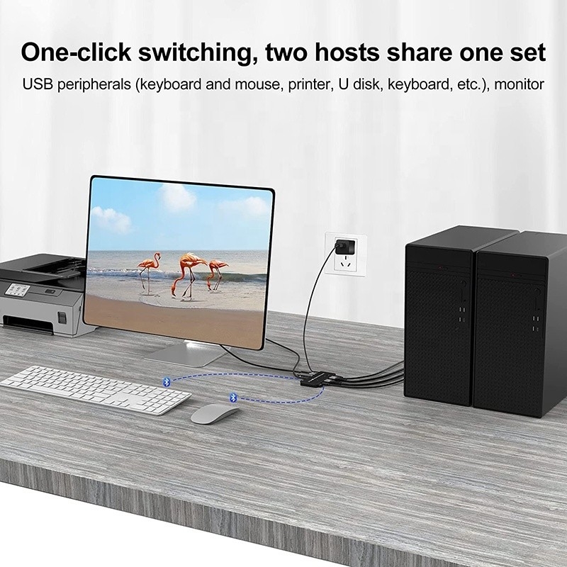 2 poorten HDMI 2.1 KVM-switch met USB 3.0 2 Input 1 Output LED-indicatoren Vrouw-Vrouw