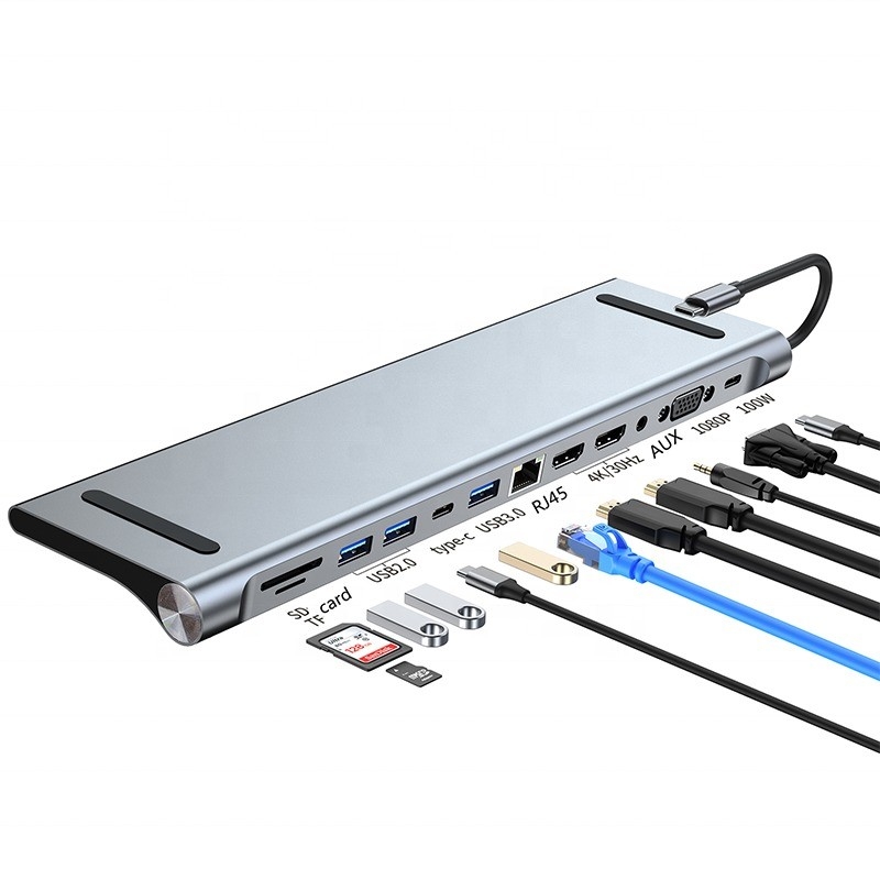 12 in 1 USB-C Type-C Docking Station voor het opladen van gegevensoverdracht en luidsprekerfunctie