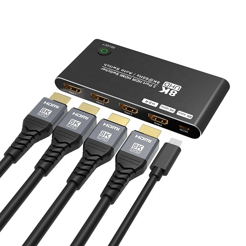 8K HDMI Switch 3 In 1 Out Ondersteuning 3 HDMI Input 8K 60Hz 4K 120Hz Geavanceerde technologie
