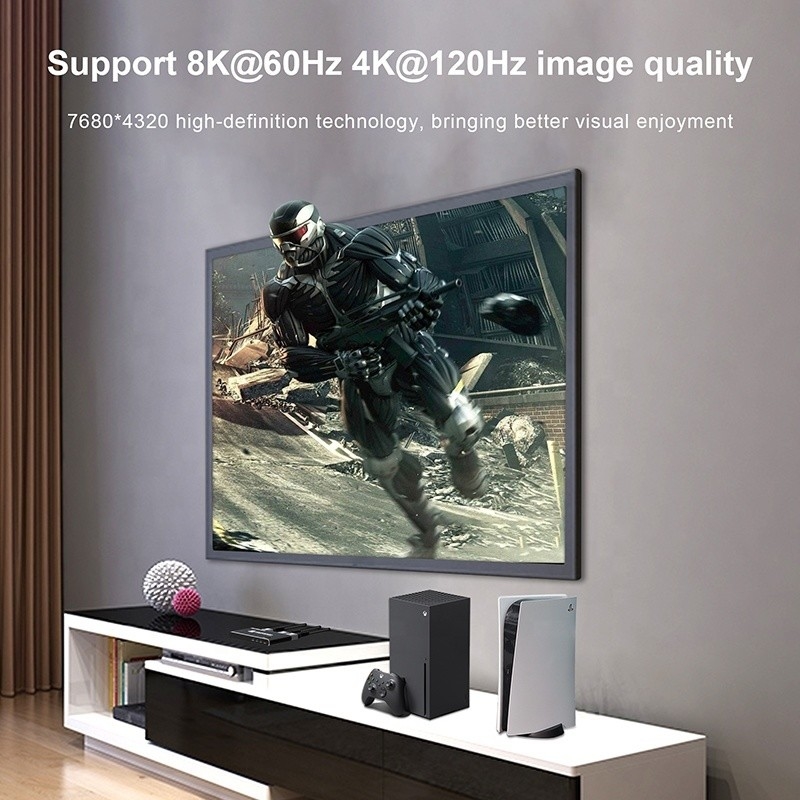 8K HDMI Switch 3 In 1 Out Ondersteuning 3 HDMI Input 8K 60Hz 4K 120Hz Geavanceerde technologie