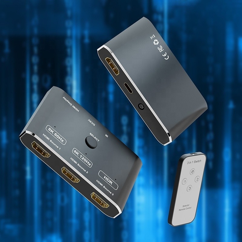 8K 120Hz HDR 3-poorts HDMI-schakelaar Switcher 3 in 1 uit-stekker externe converter