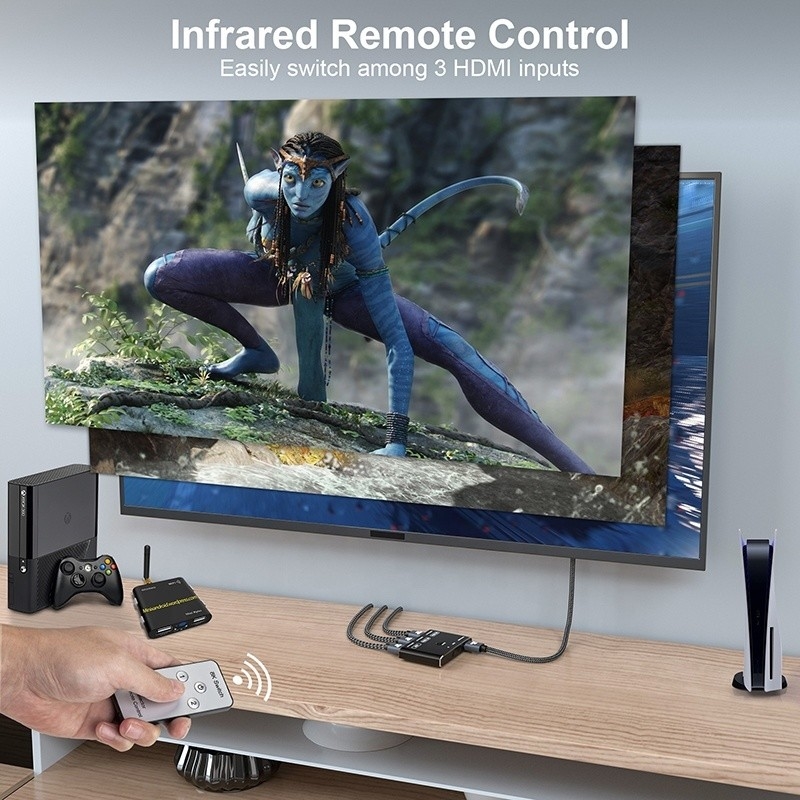 8K 120Hz HDR 3-poorts HDMI-schakelaar Switcher 3 in 1 uit-stekker externe converter