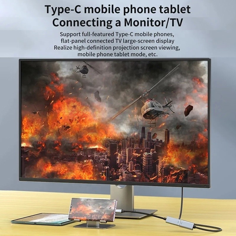 PVC jas Man-Vrouw USB Type C naar Displayport Display Adapter kabel voor 8K 60Hz Video Audio