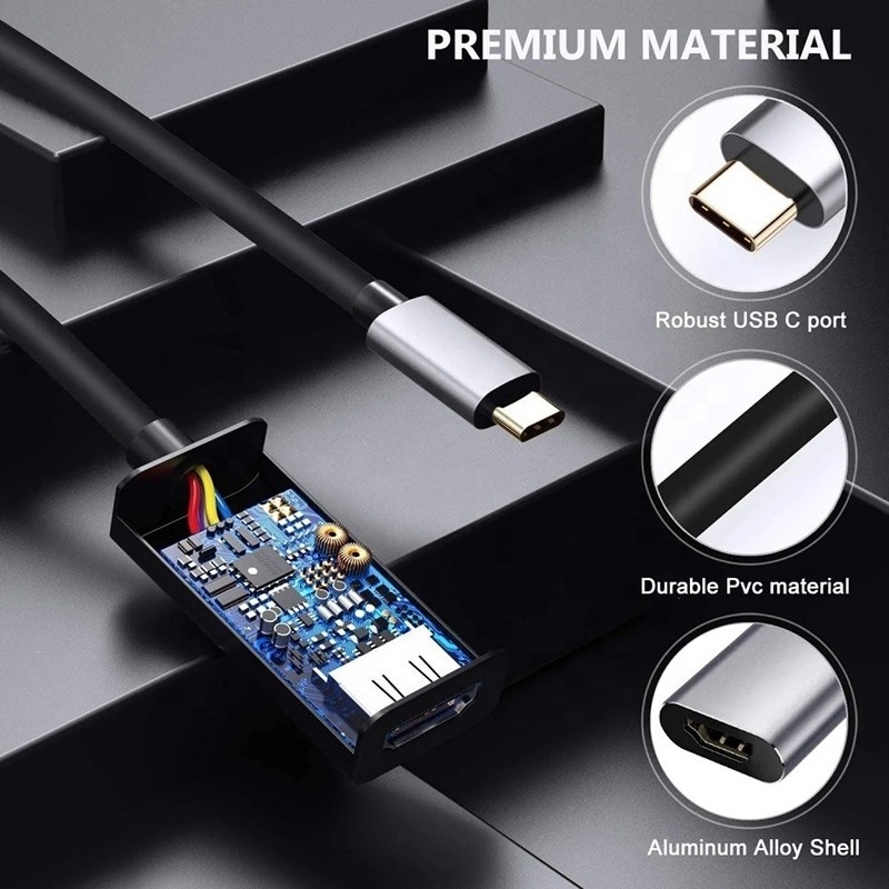 USB 3.1 Type C tot HDMI HDTV-kabel Adapter Converter 4K 60Hz 1080P CCA-geleider