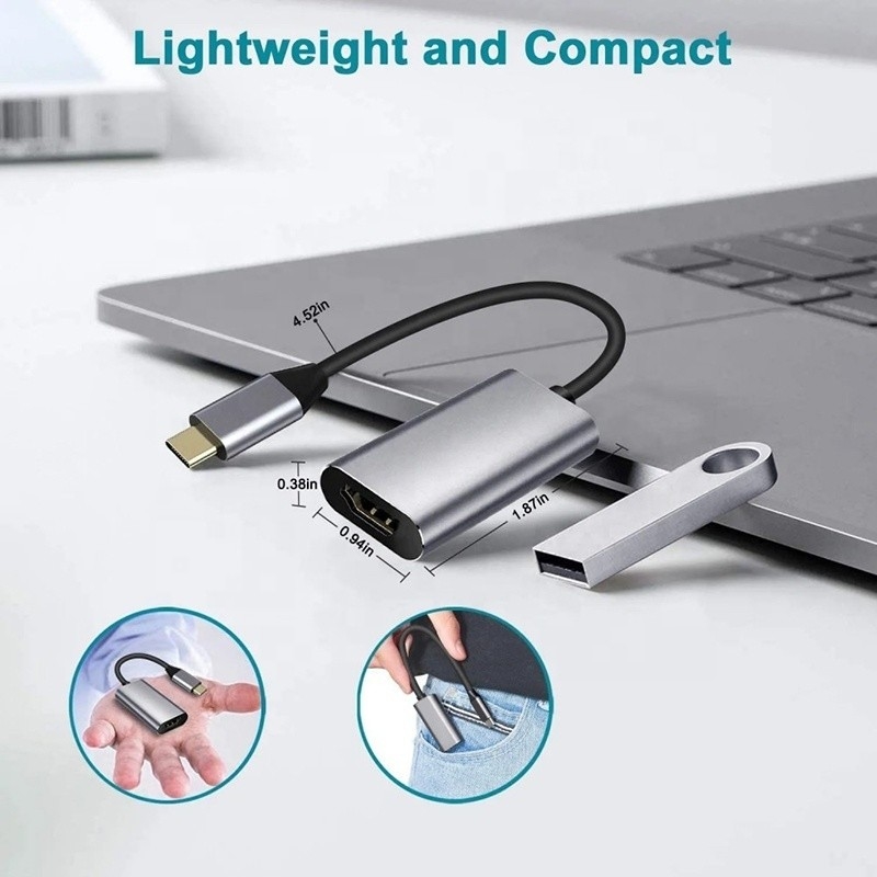 USB 3.1 Type C tot HDMI HDTV-kabel Adapter Converter 4K 60Hz 1080P CCA-geleider