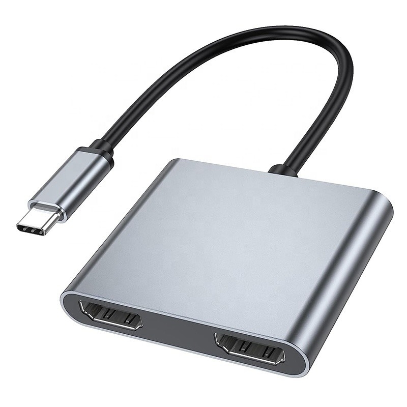 Type C Man tot Dual HDMI Vrouwelijke Thunderbolt 3 USB-C Multi-Monitor Adapter Cable 4K 30Hz