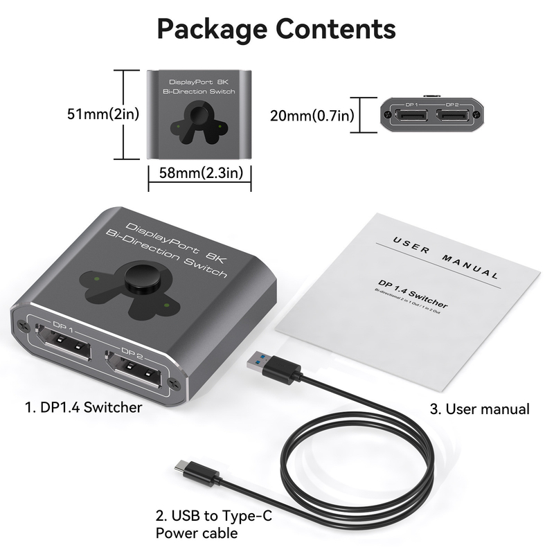 8K60Hz Port Switcher voor eenvoudige bediening en hoogwaardige DP 1.4 Switching
