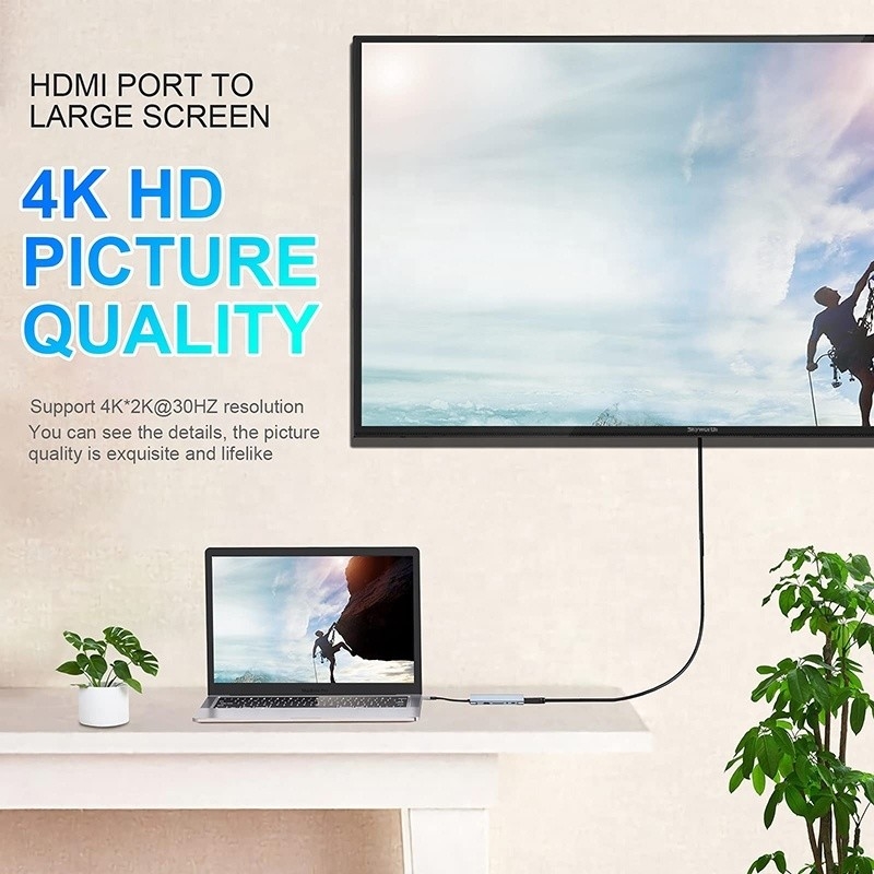Multifunctionele USB C Hub Dock met Gigabit RJ45 Ethernet TF SD Card Reader HDMI VGA USB 3.0