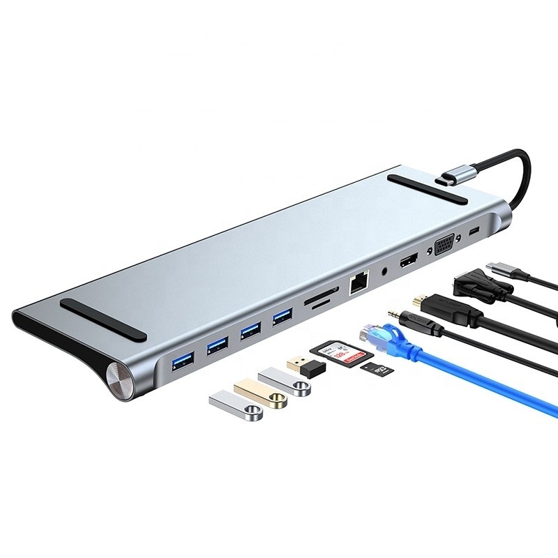 11-in-1 USB Type C multifunctionele hub adapter voor laptop en mobiele telefoon