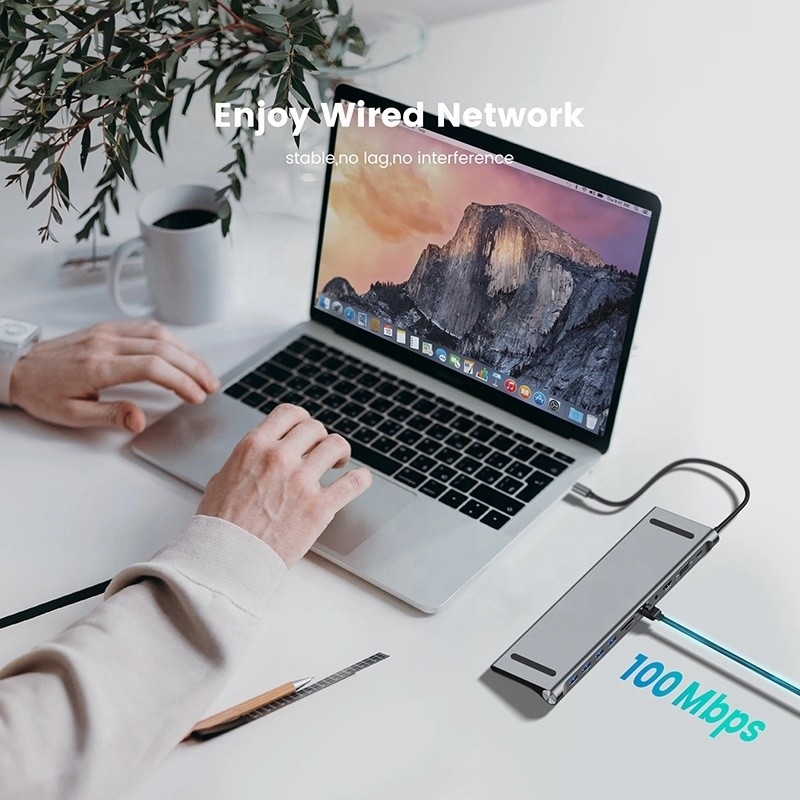 11-in-1 USB Type C multifunctionele hub adapter voor laptop en mobiele telefoon