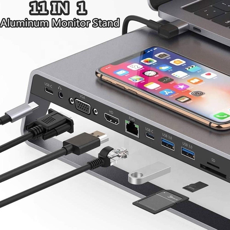 TYPE-C Man 11 In 1 Hub Computer Laptop Docking Station Adapter met 1000Mbps RJ45 en USB-C PD
